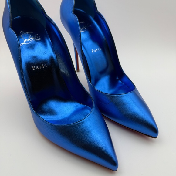 CHRISTIAN LOUBOUTIN HOT CHICK 100 METALLIC BLUE LIMITED EDITION SIZE 41 - Picture 3 of 10